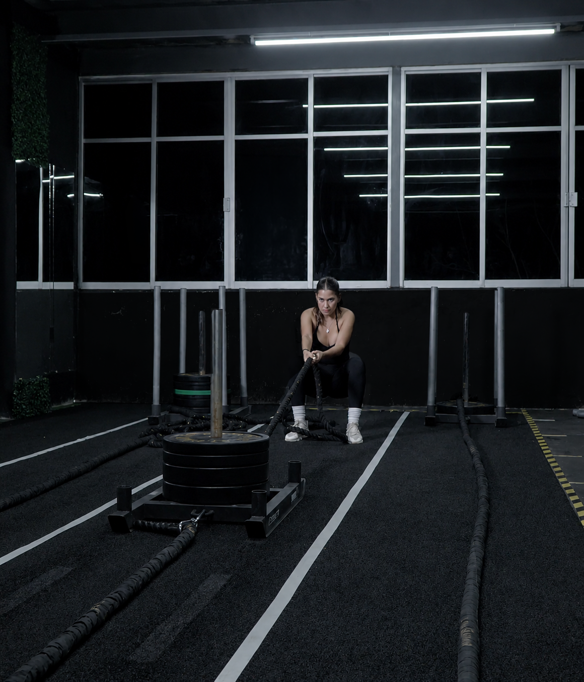 Battle ropes y sled push · Potencia pura Daniela Serrano